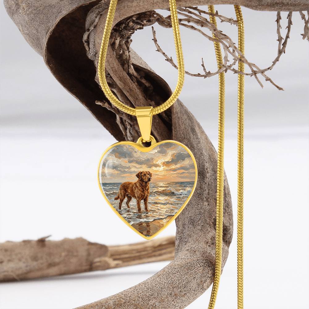 Beach Day - Chesapeake Bay Retriever Heart Necklace