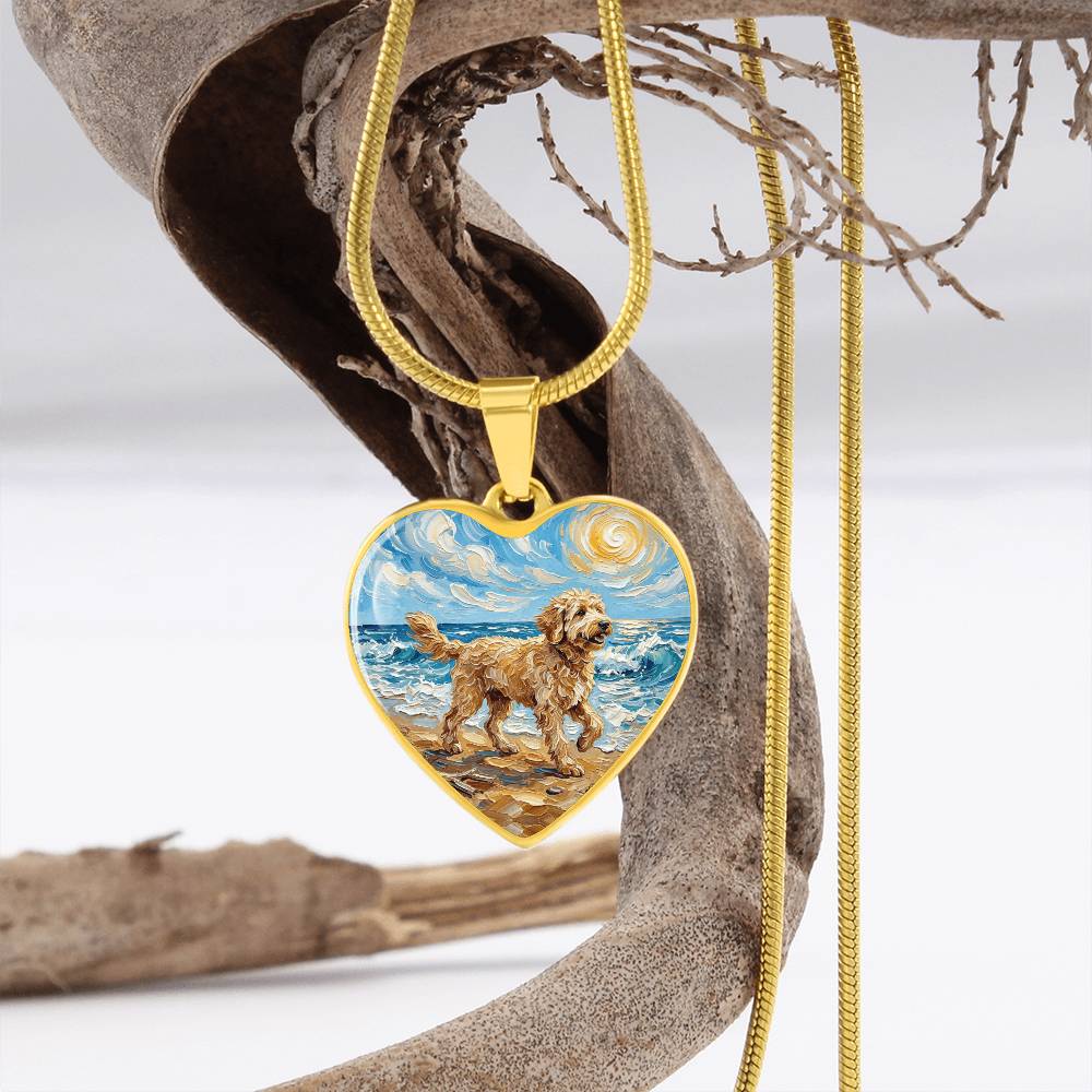 Beach Day - Goldendoodle Heart Necklace