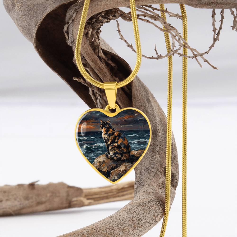 Beach Night - Tortie Heart Necklace