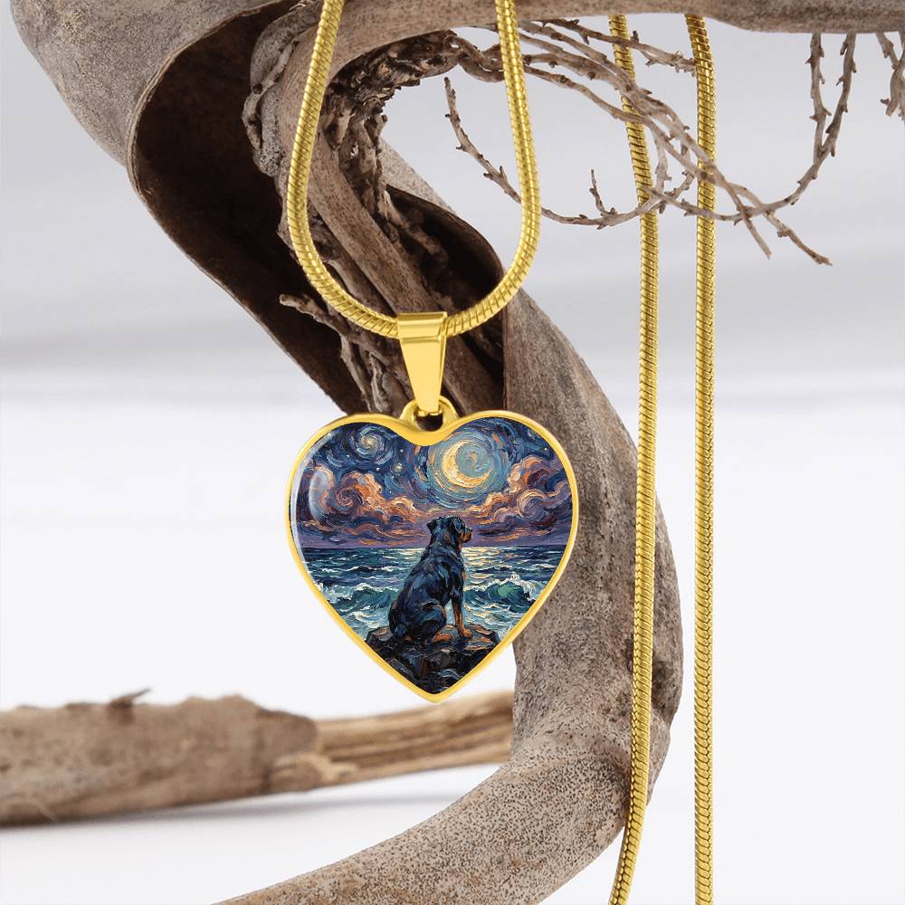 Beach Night - Rottweiler Heart Necklace