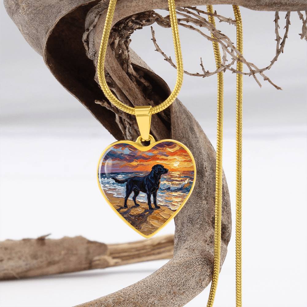 Summer Sunset - Black Labrador Heart Necklace