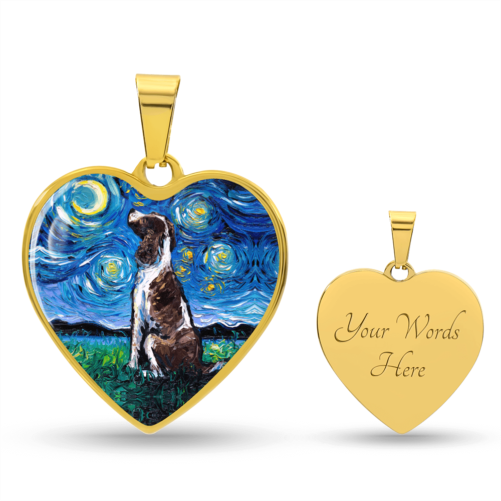 English Springer Spaniel Starry Night Heart Necklace