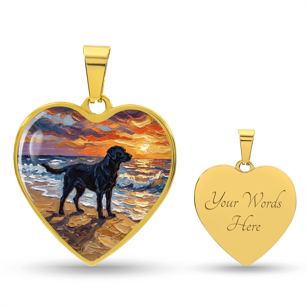 Summer Sunset - Black Labrador Heart Necklace