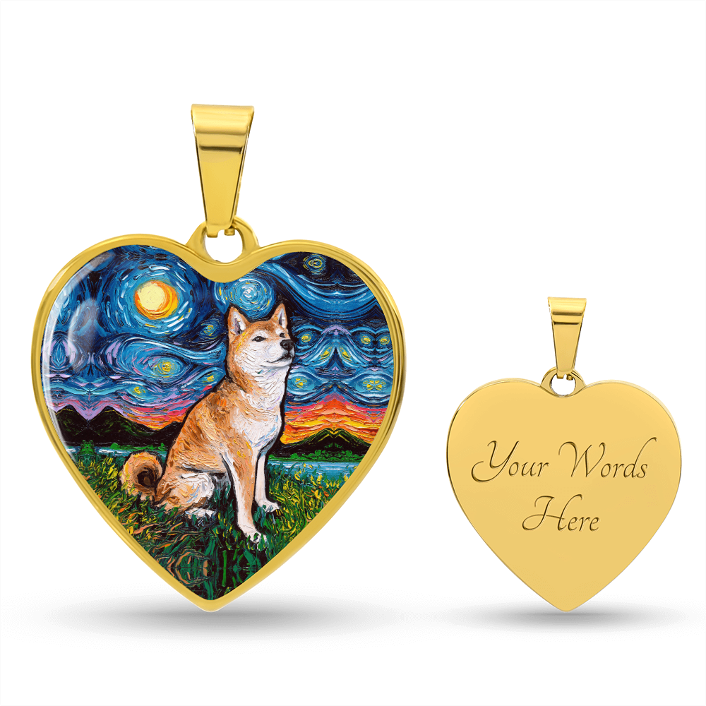 Shiba Inu Starry Night Heart Necklace
