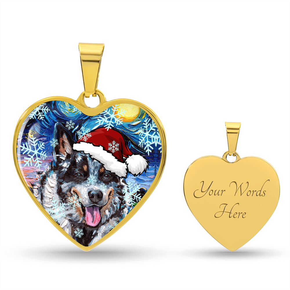 Santa Australian Cattle Dog Heart Keychain