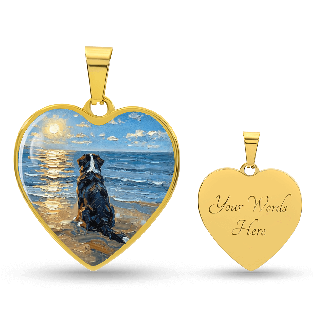 Beach Day - Bernese Mountain Dog Heart Necklace