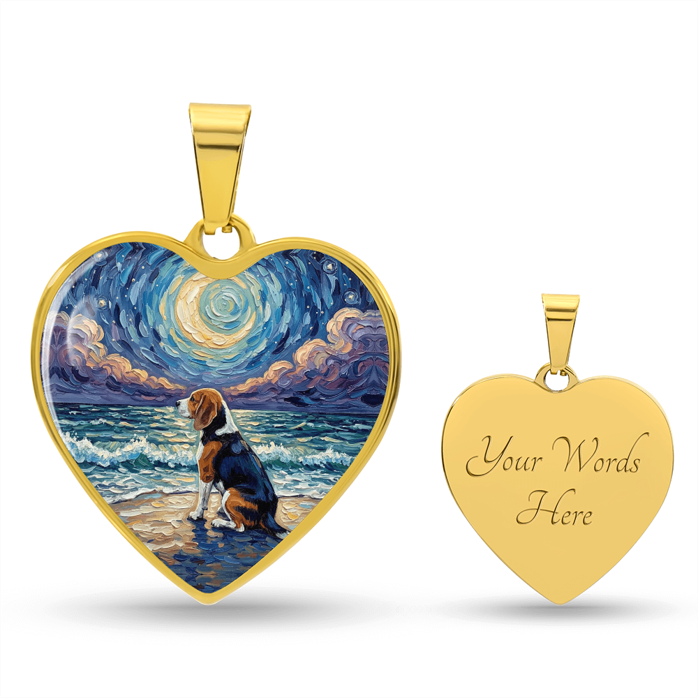 Beach Night - Beagle Heart Necklace