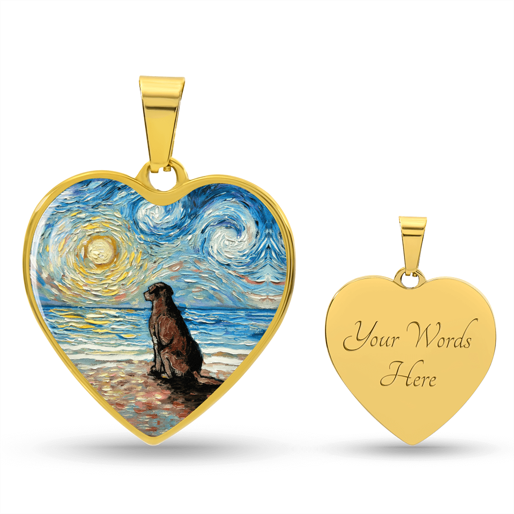 Beach Days - Chocolate Lab Starry Night Heart Necklace