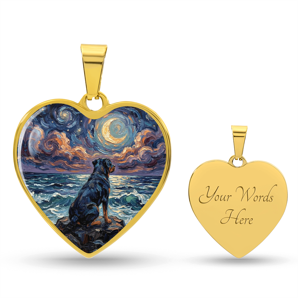 Beach Night - Rottweiler Heart Necklace