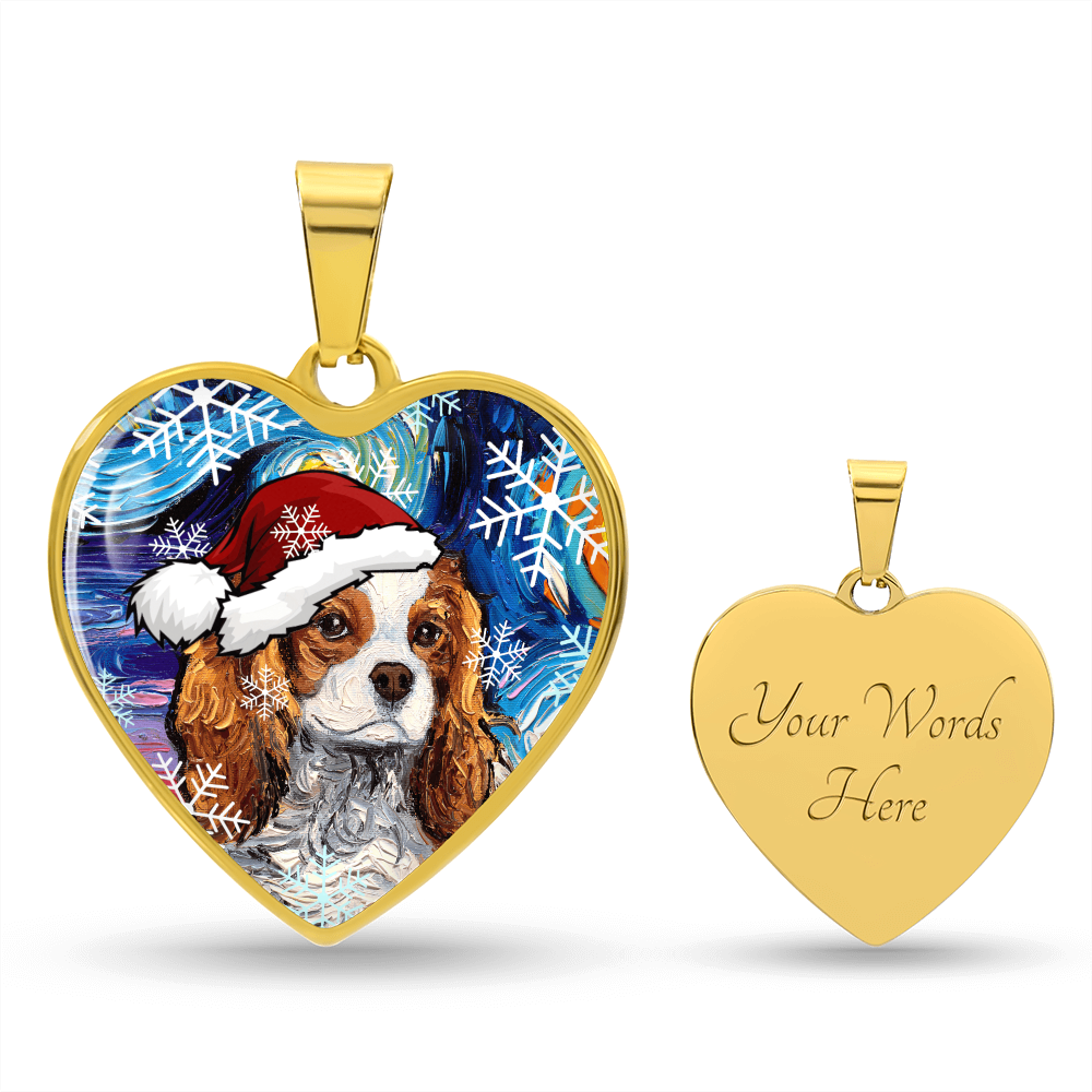 Santa Blenheim Spaniel Heart Necklace