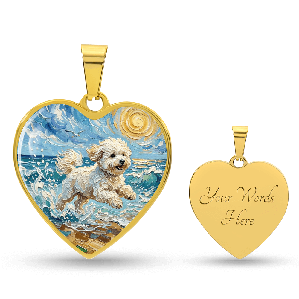Beach Day - Bichon Frise 2 Heart Necklace