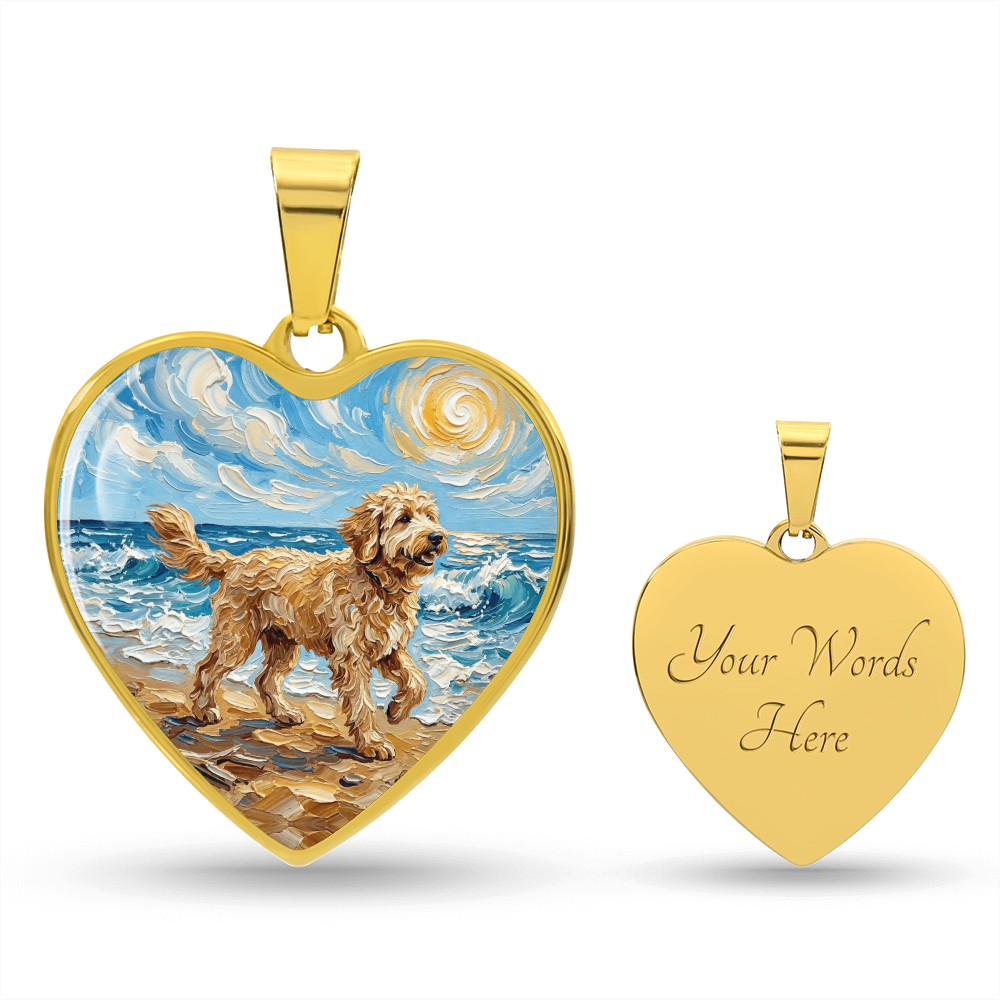 Beach Day - Goldendoodle Heart Necklace