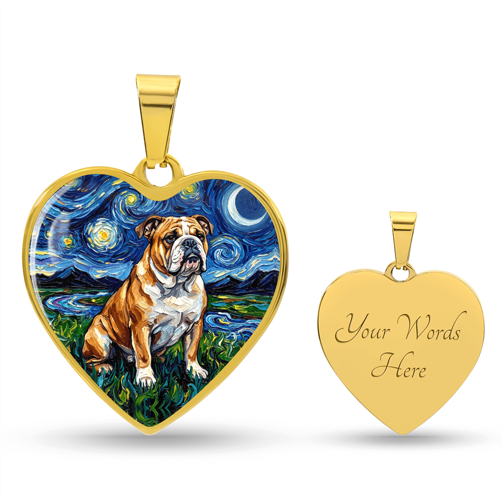 Bulldog Night Heart Necklace