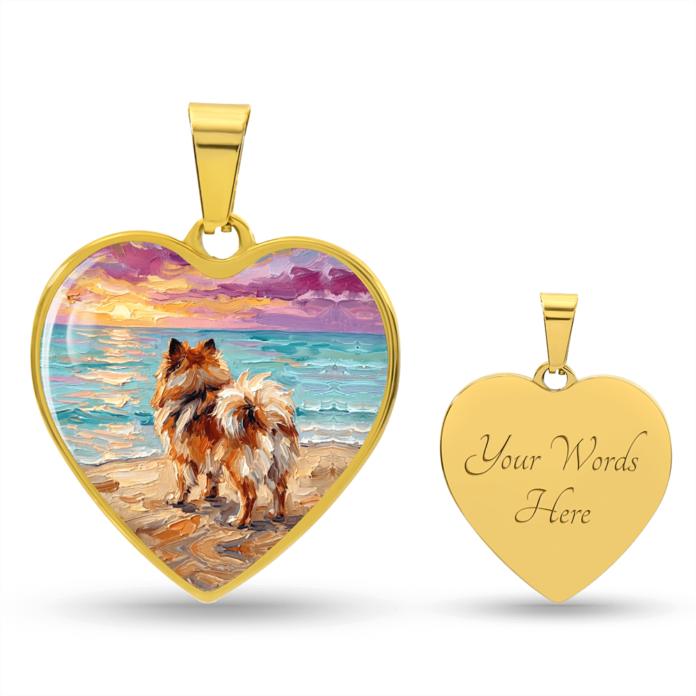 Summer Sunset - Pomeranian Heart Necklace