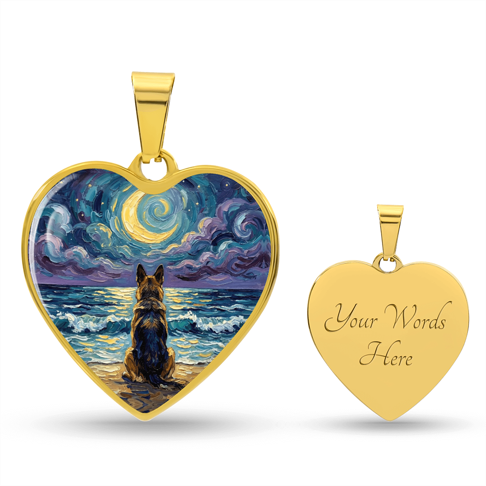 Beach Night - German Shepherd Heart Necklace