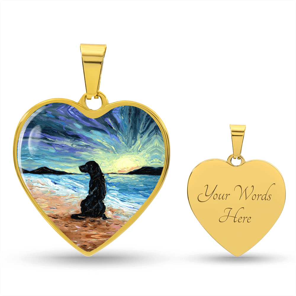 Beach Days - Black Labrador Heart Necklace