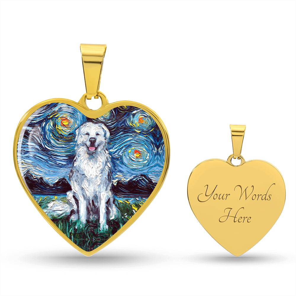 Great Pyrenees Starry Night Heart Necklace