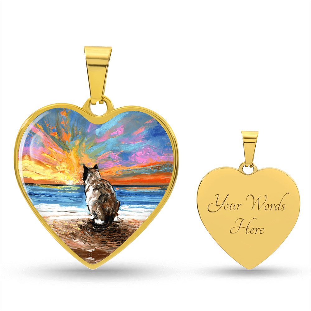 Beach Days - Snowshoe Cat Heart Necklace