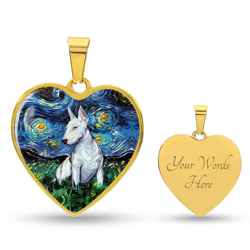 Bull Terrier Starry Night Heart Necklace