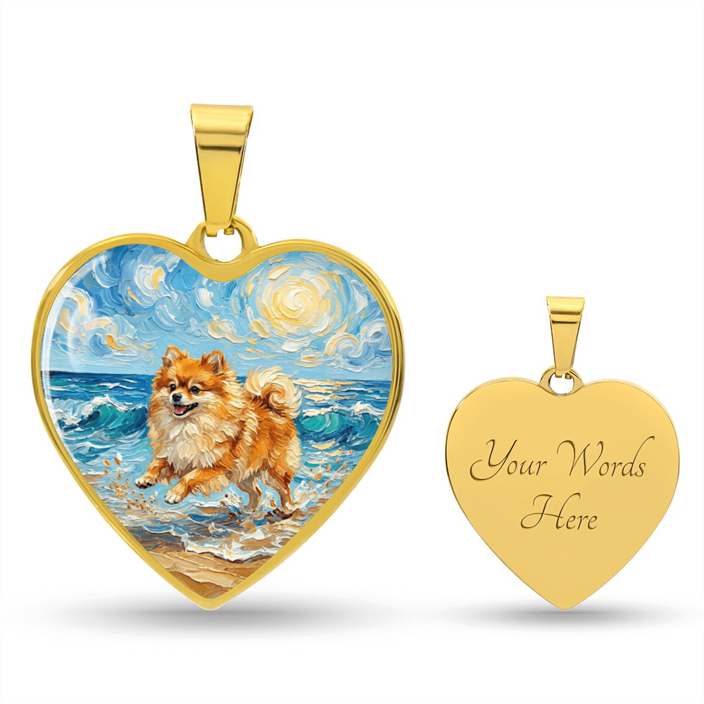 Beach Day - Pomeranian Heart Necklace