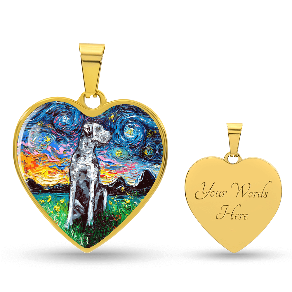 Merle Great Dane Starry Night Heart Necklace