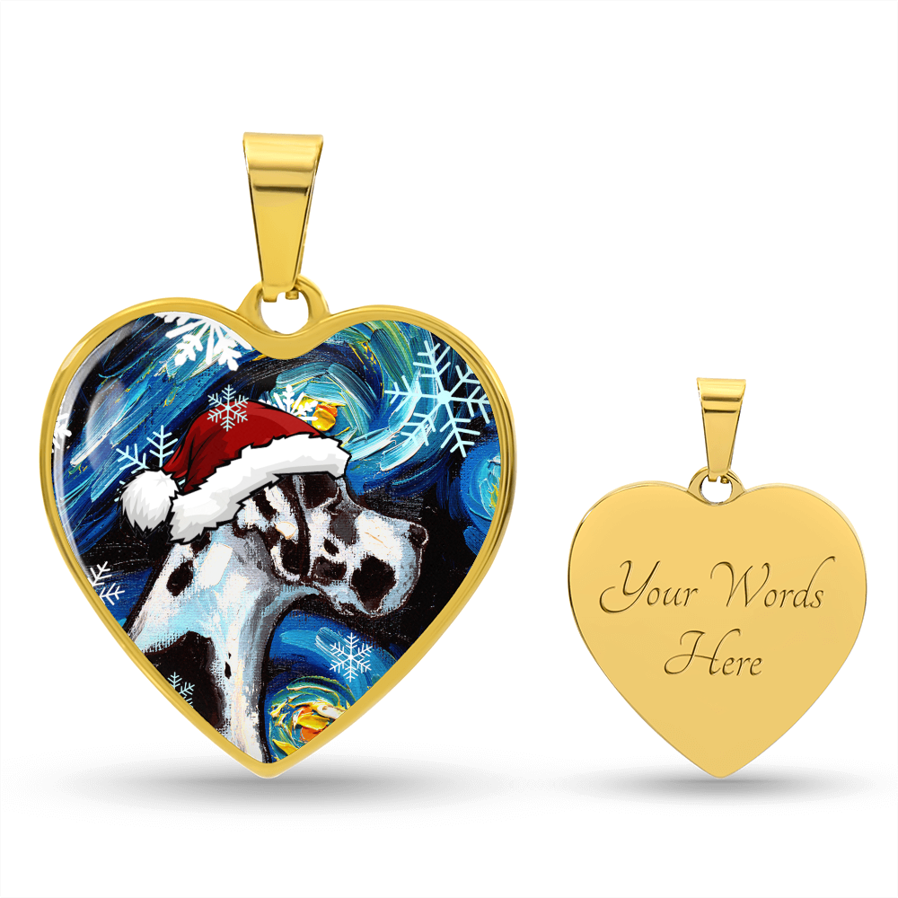 Harlequin Great Dane Christmas Heart Necklace