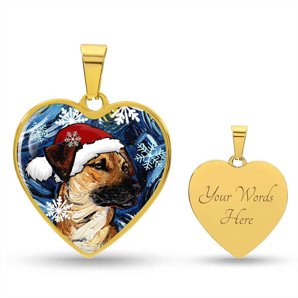 Santa Black Mouth Cur Heart Necklace