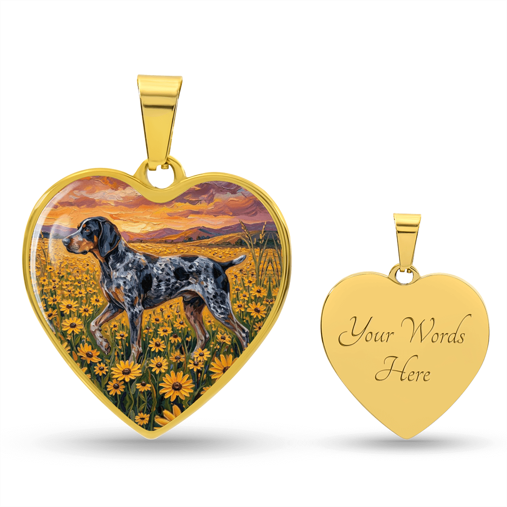 Amongst The Flowers - Blue Tick Coonhound Heart Necklace