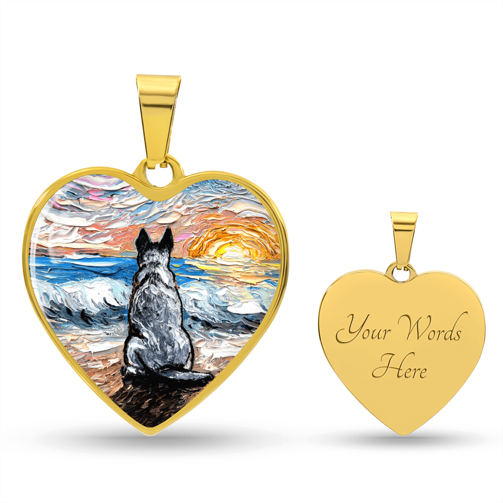 Beach Days - Blue Heeler Heart Necklace