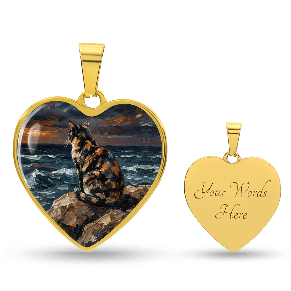 Beach Night - Tortie Heart Necklace