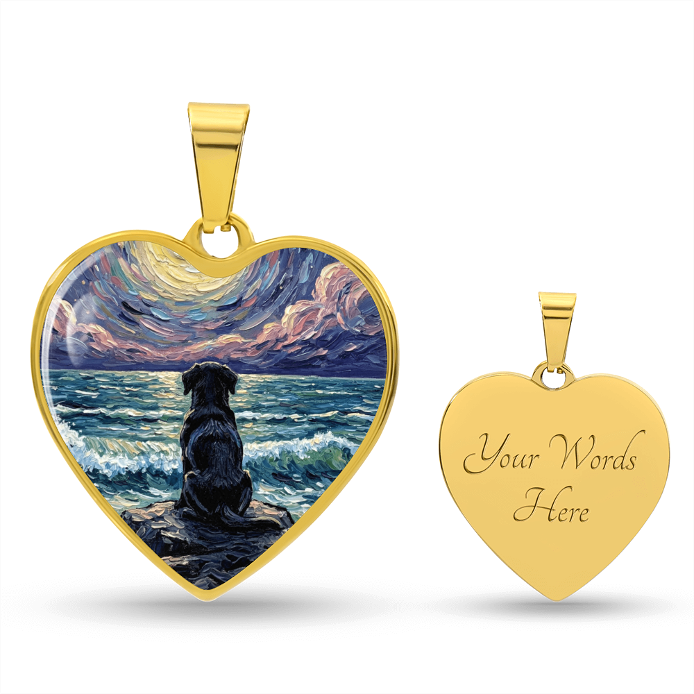 Beach Night - Black Labrador Heart Necklace