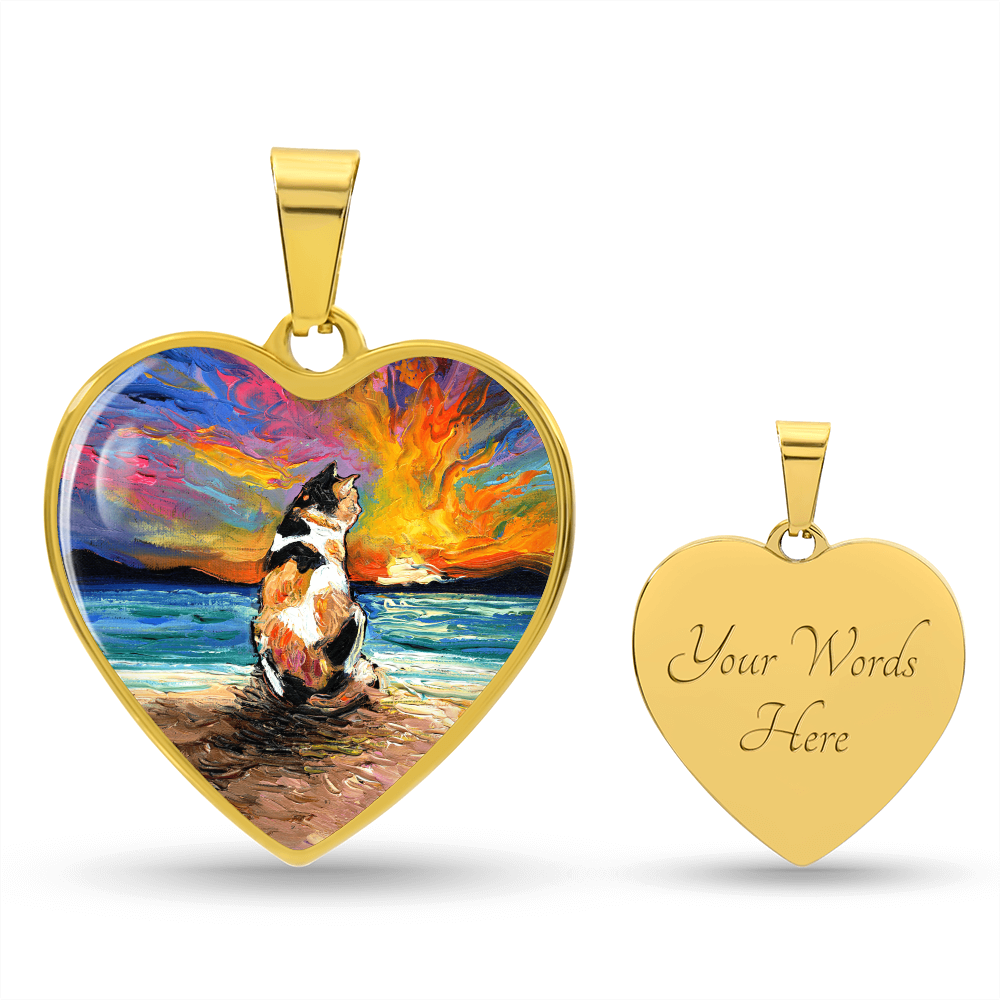Beach Days - Calico Cat Heart Necklace