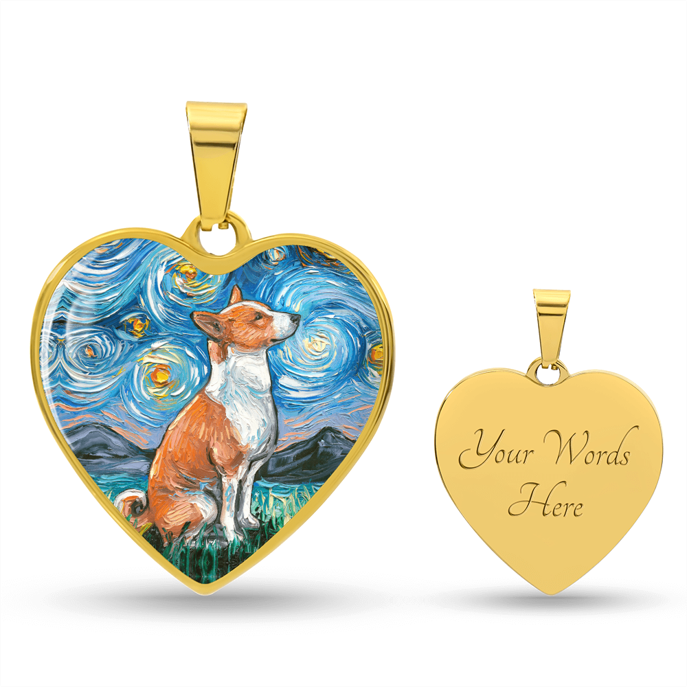 Basenji Starry Night Heart Necklace