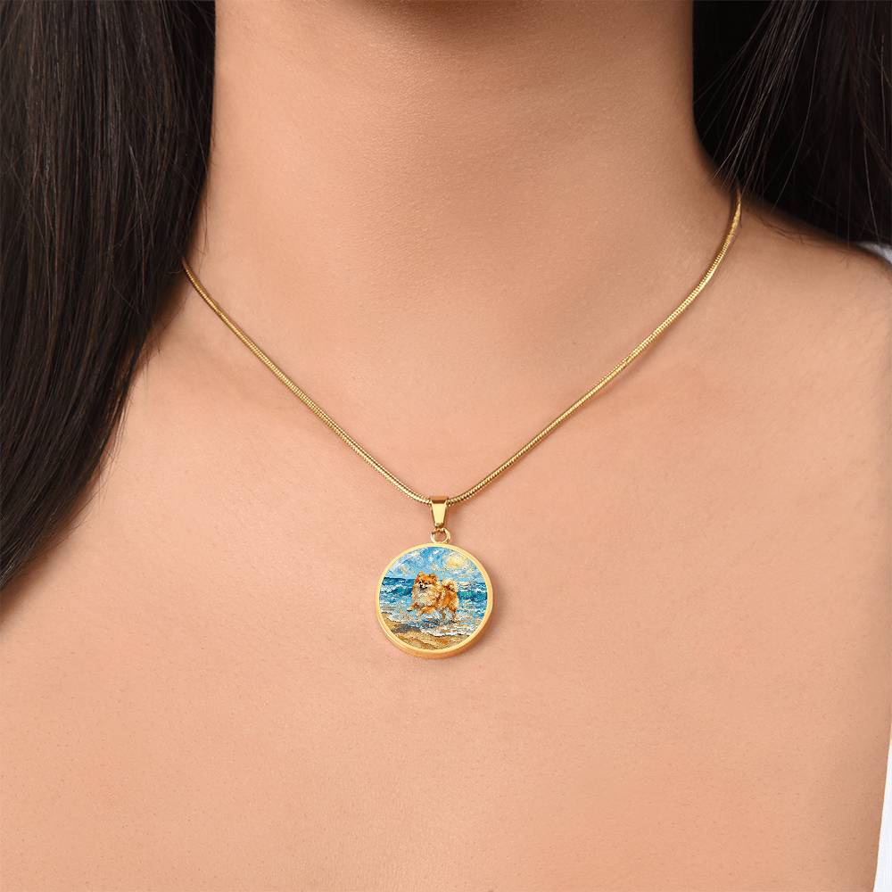 Beach Day - Pomeranian Round Necklace