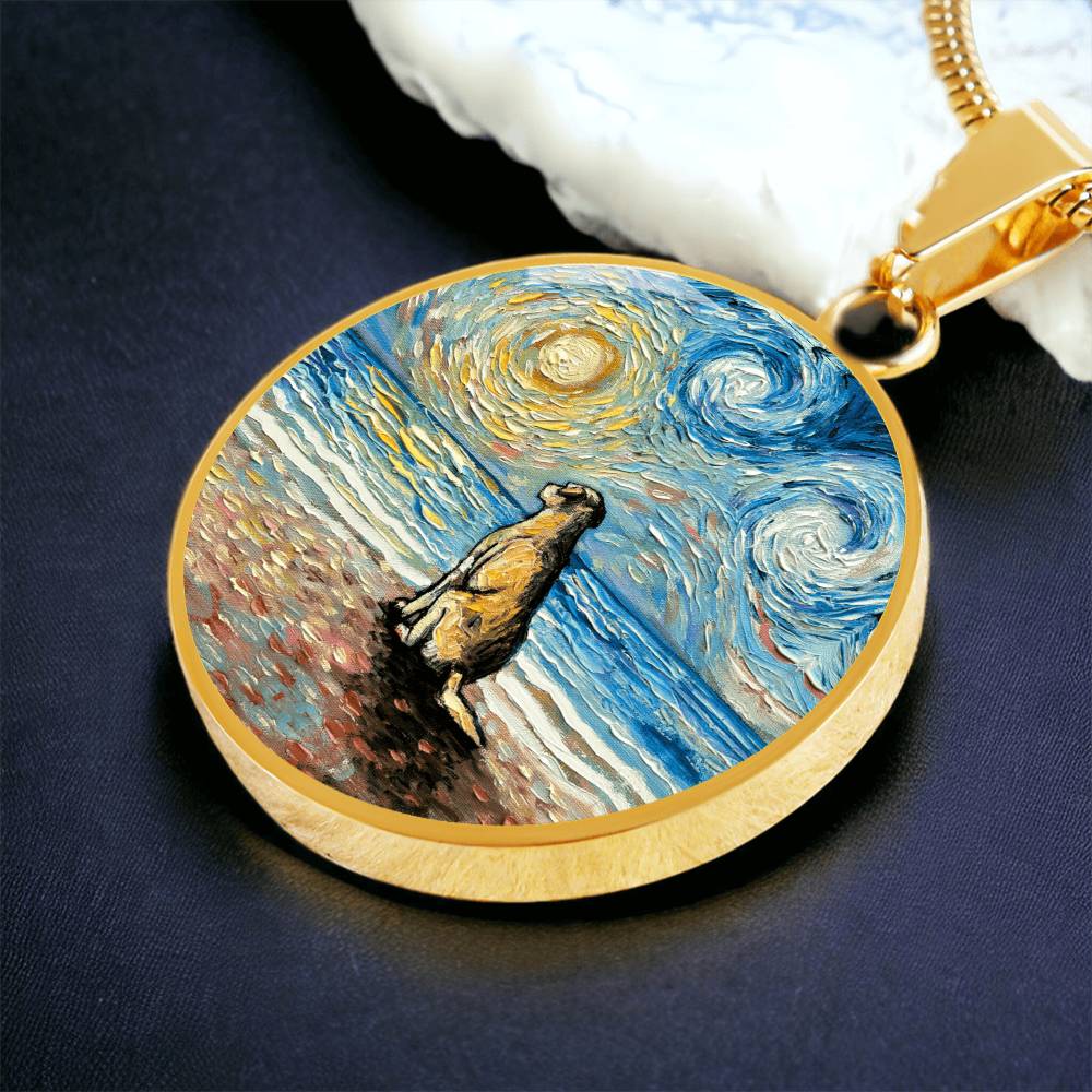 Beach Days - Yellow Labrador Starry Night Round Necklace