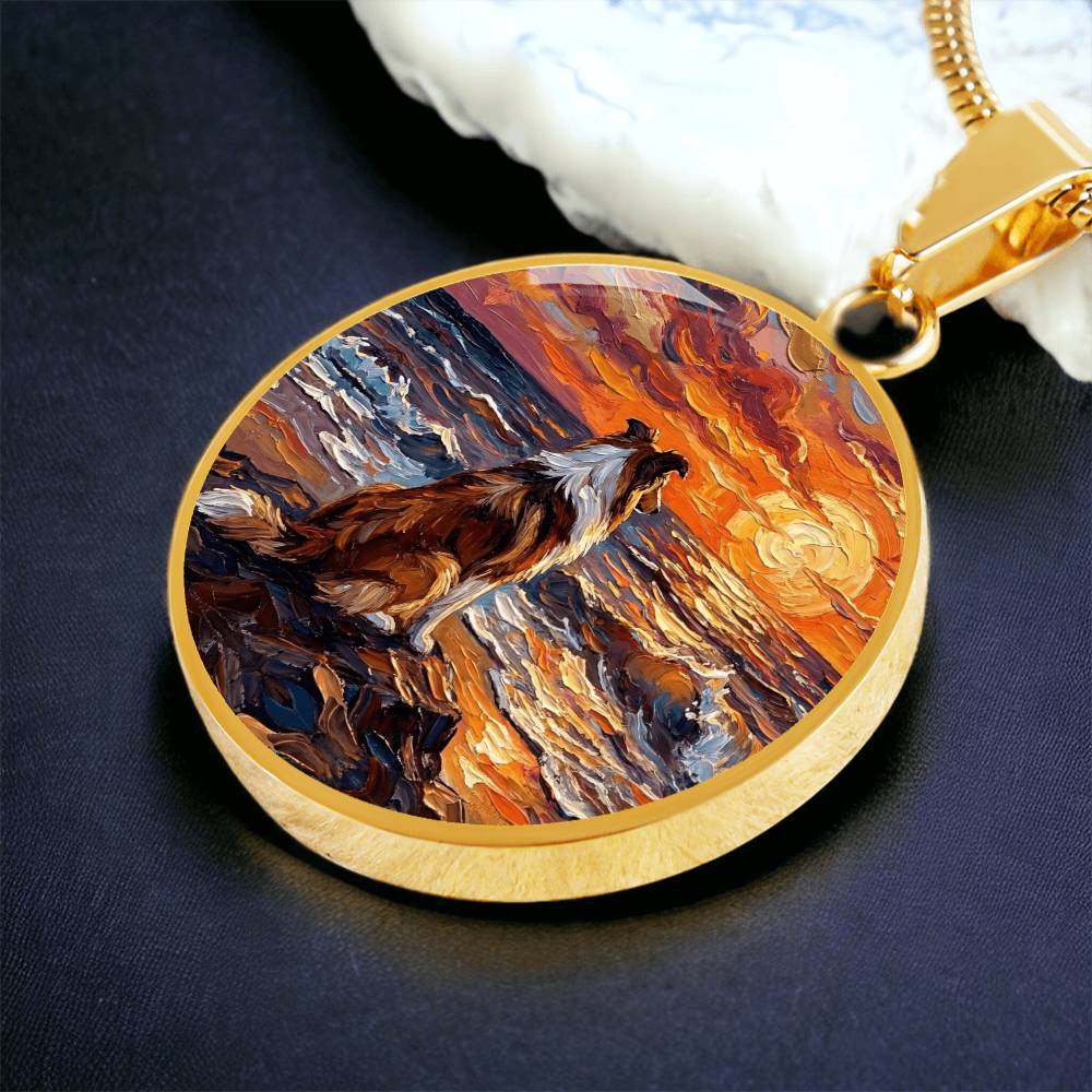 Beach Night - Collie Round Necklace