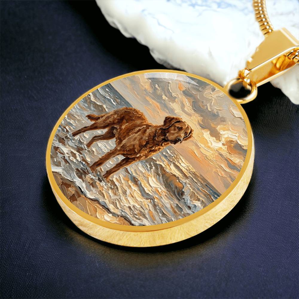 Beach Day - Chesapeake Bay Retriever Round Necklace