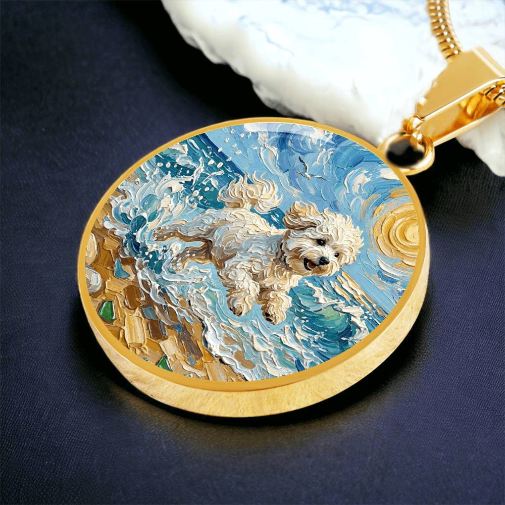 Beach Day - Bichon Frise 2 Round Necklace