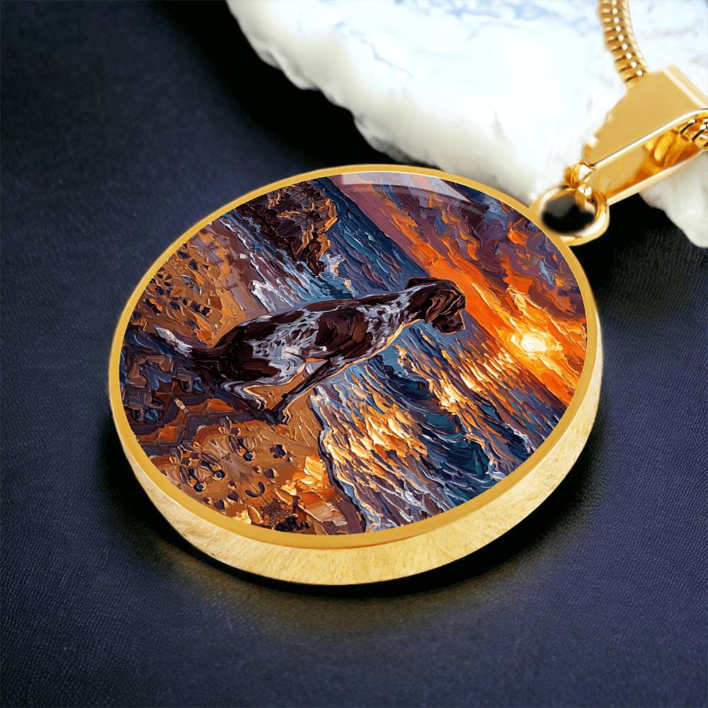 Beach Day - German Pointer Round Necklace