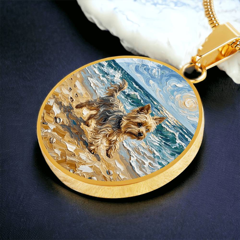 Beach Days - Yorkie Round Necklace