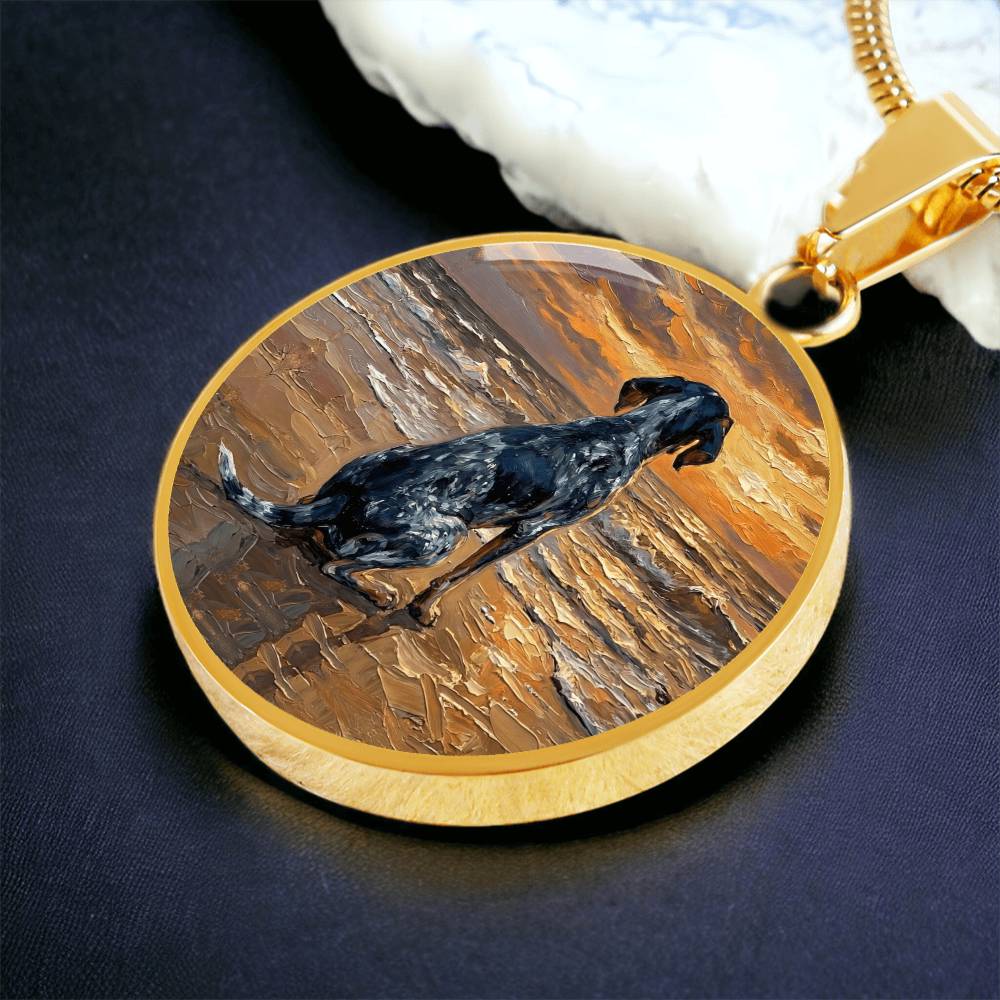 Beach Days - Blue Tick Coonhound Round Necklace