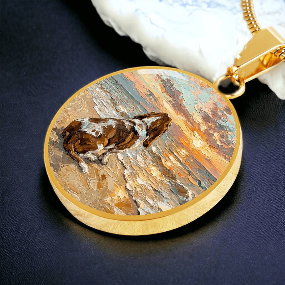 Beach Days - Basset Hound Round Necklace
