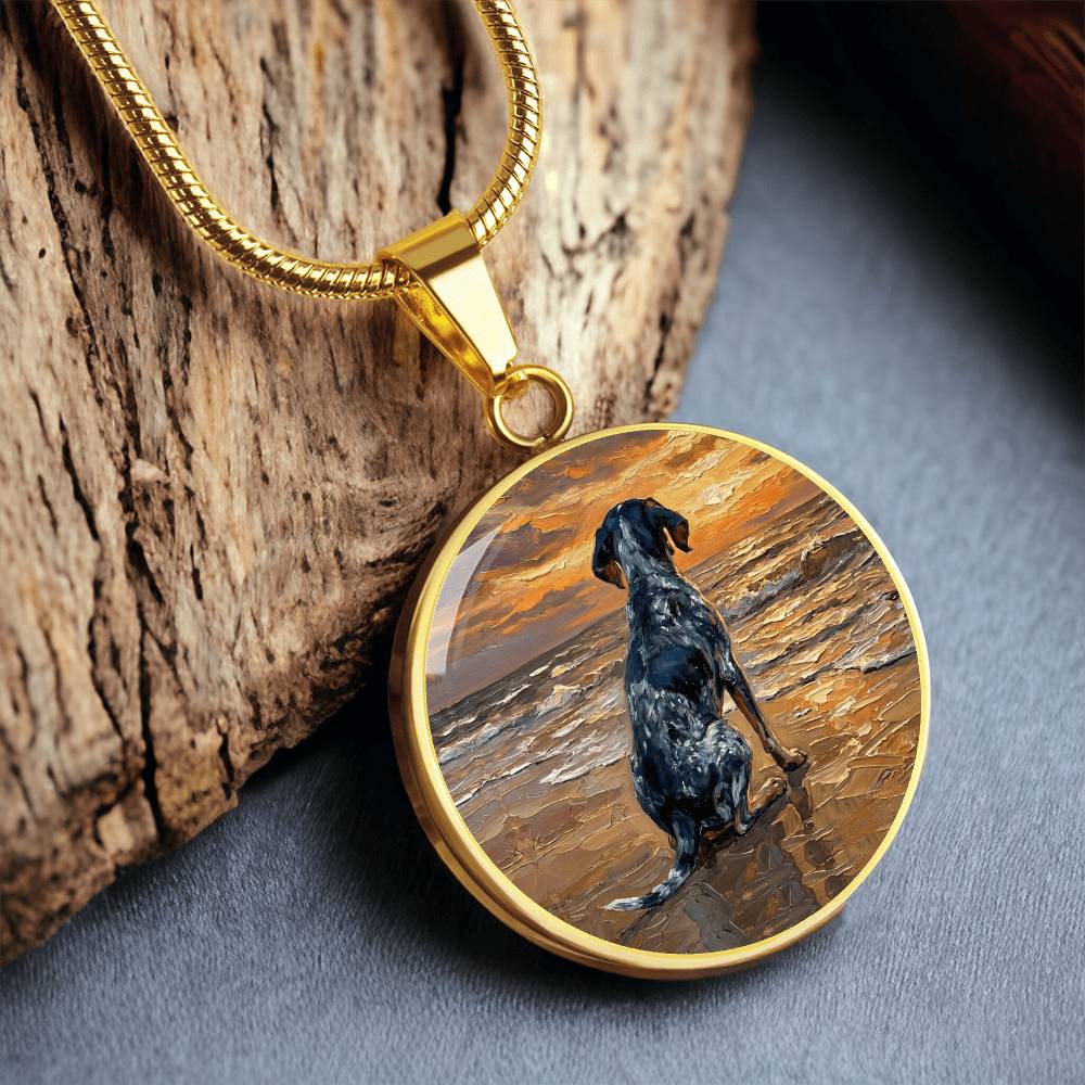 Beach Days - Blue Tick Coonhound Round Necklace