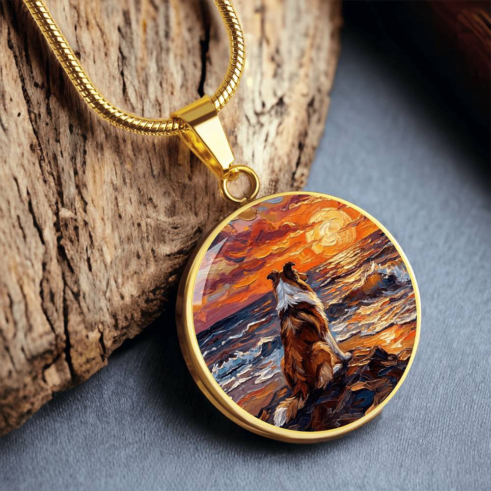 Beach Night - Collie Round Necklace