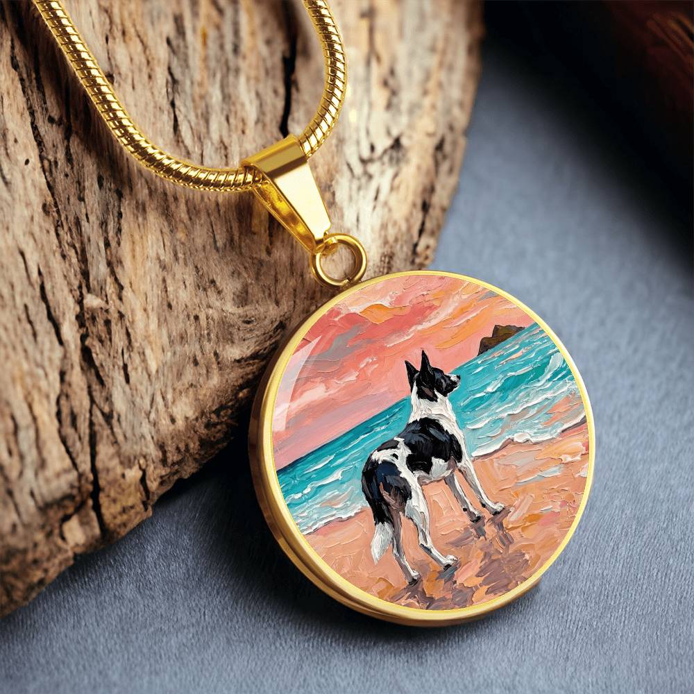 Beach Day - Canaan Dog Round Necklace