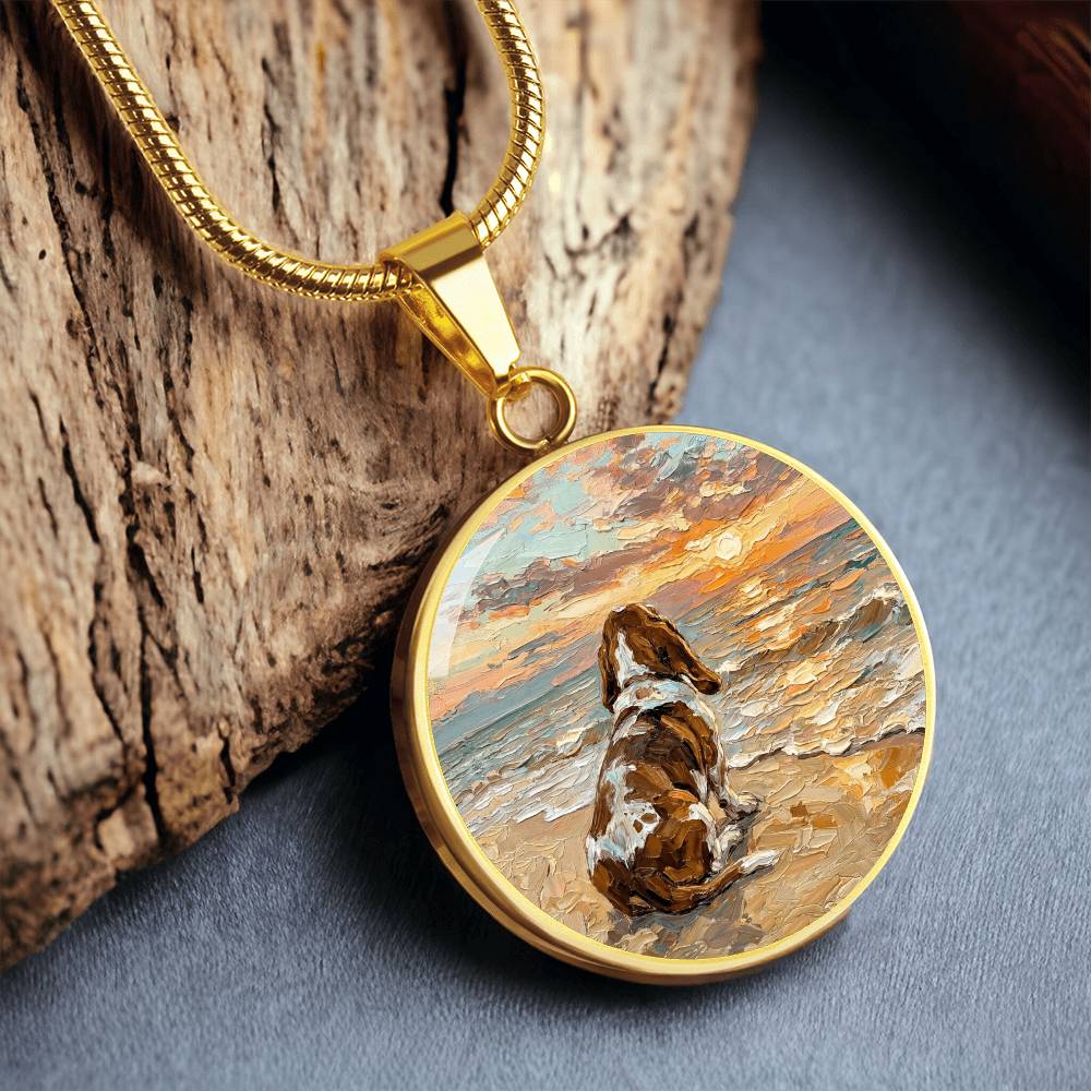Beach Days - Basset Hound Round Necklace
