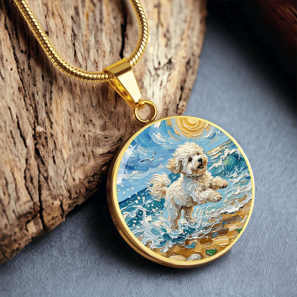 Beach Day - Bichon Frise 2 Round Necklace