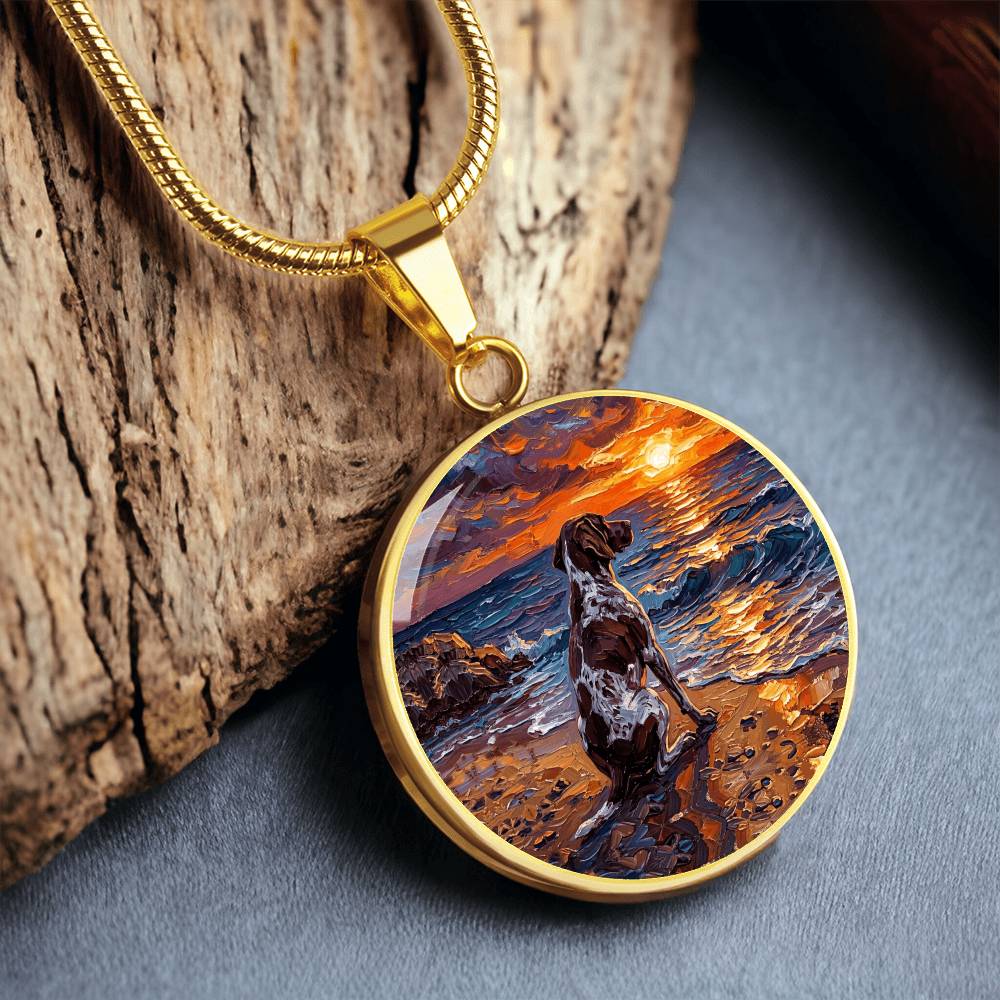 Beach Day - German Pointer Round Necklace