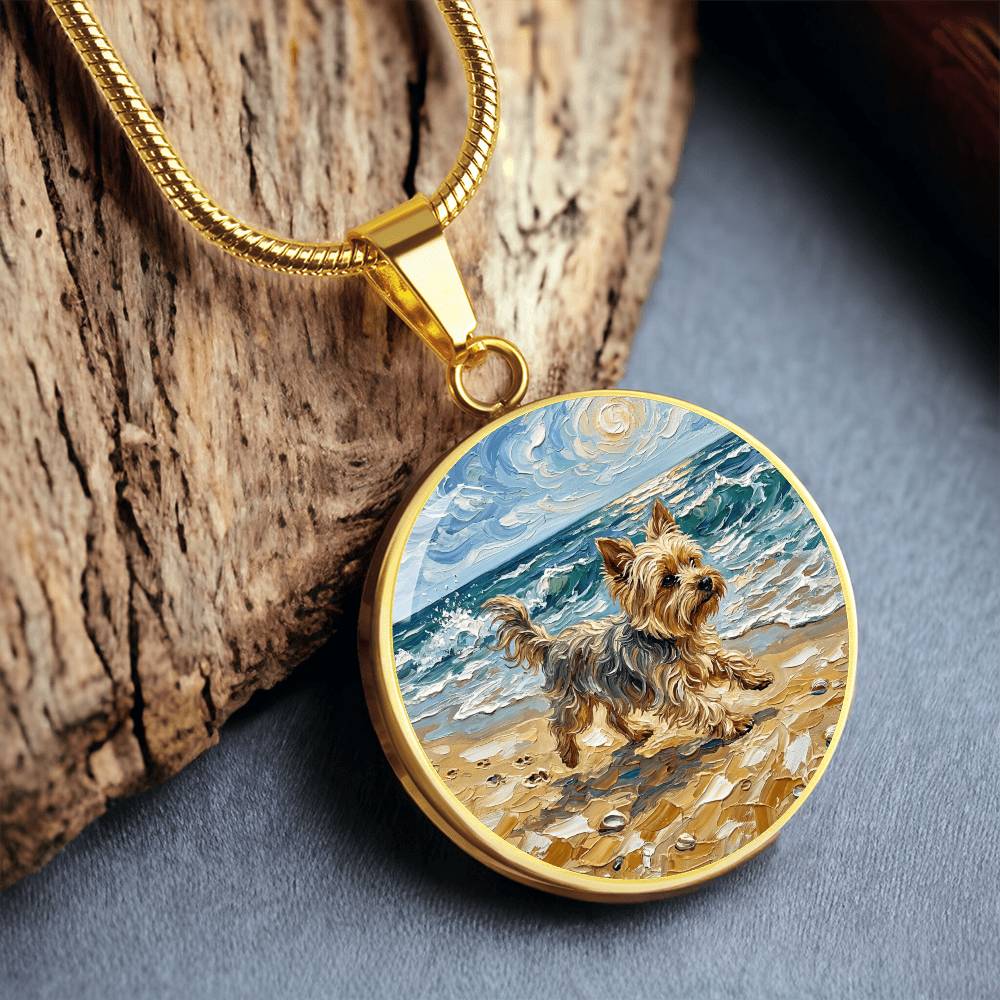 Beach Days - Yorkie Round Necklace