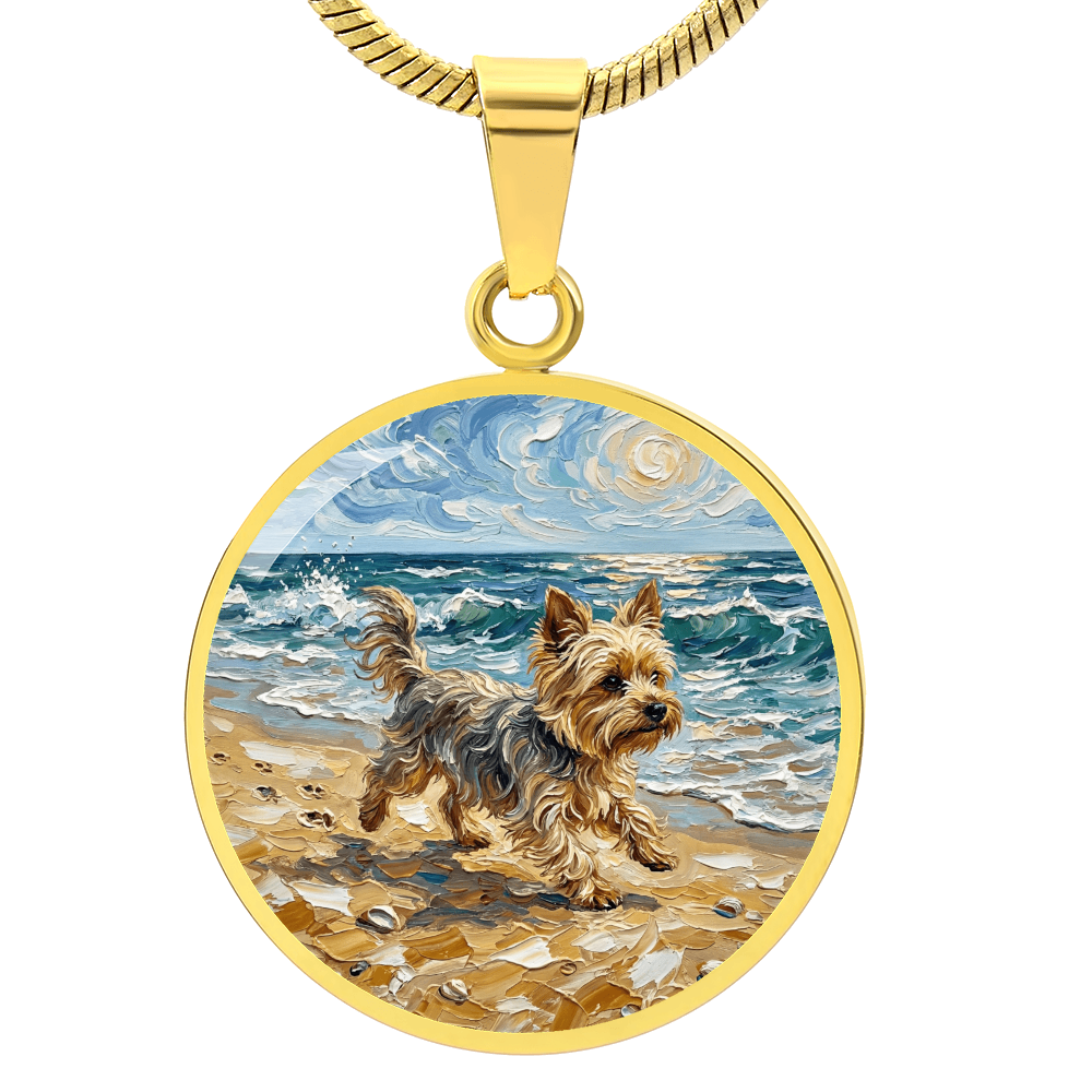 Beach Days - Yorkie Round Necklace